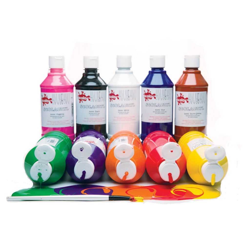 Acrylic Paint Assorted 500ml - Pack of 6