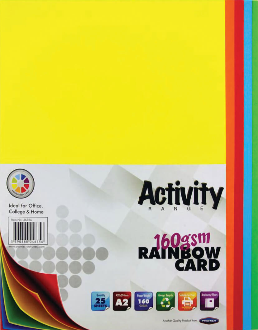Card Rainbow A2 160gsm - 25 Sheets
