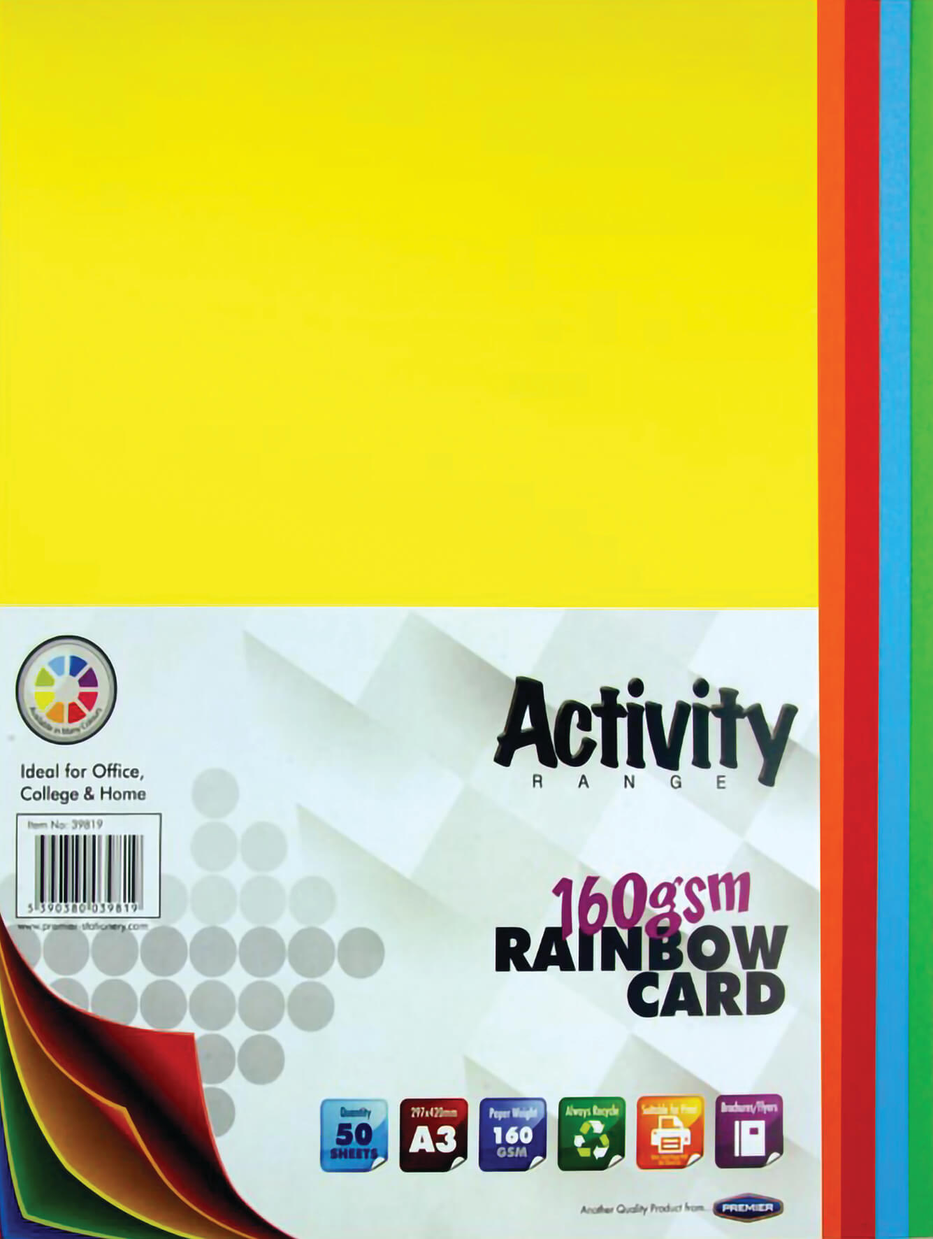 Card Rainbow A3 160gsm - 50 Sheets