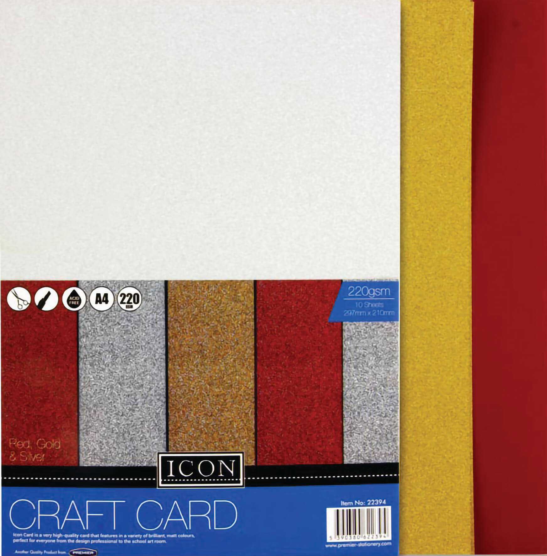 Craft Card Glitter A4 220gsm - Pack of 10