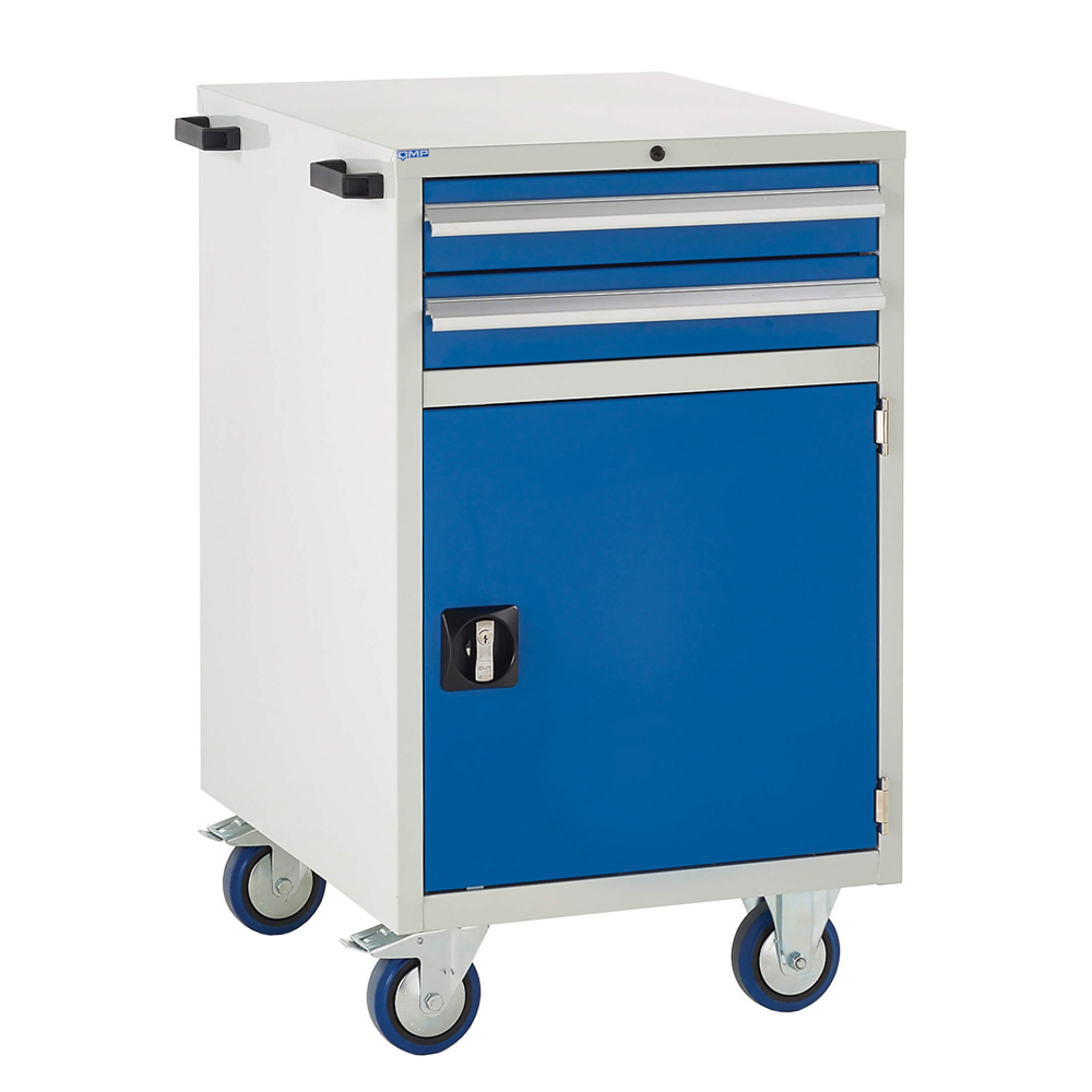Edubench Mobile System -Combi H980mm x W600 x D650 (Grey Cabinet and Blue Doors)