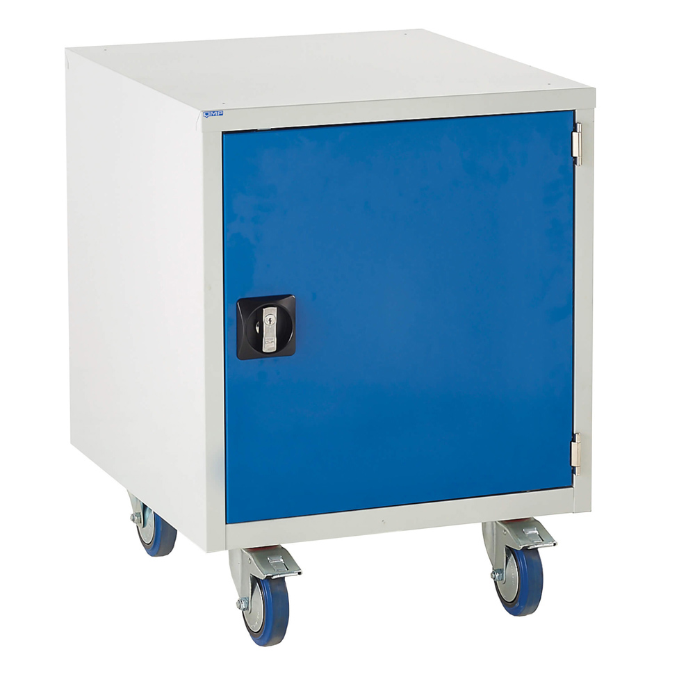 Edubench Roll'n'Park System - Cupboard H780mm x W600 x D650 (Grey Cabinet and Blue Doors)