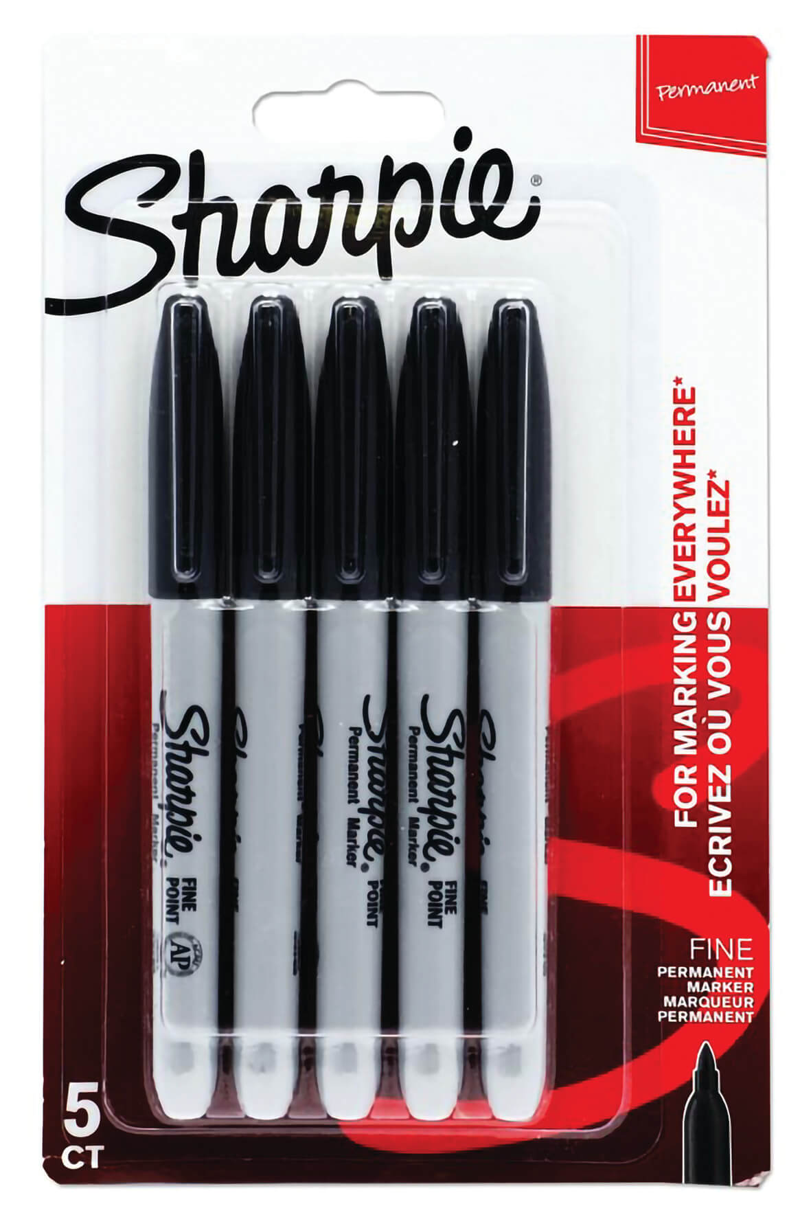 Sharpie Fine Tip Permanent Markers Black - Pack of 5