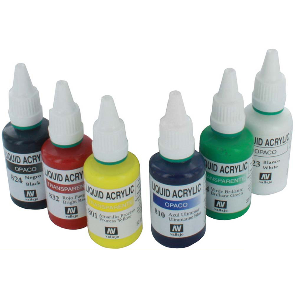 Spraycraft Primary Colour Set  - 6 Liquid Acrylic Colours