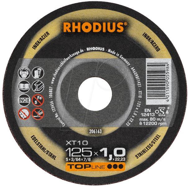 Rhodius Extra Thin Abrasive Cutting Disc XT10 - 115mm For Stainless Steel