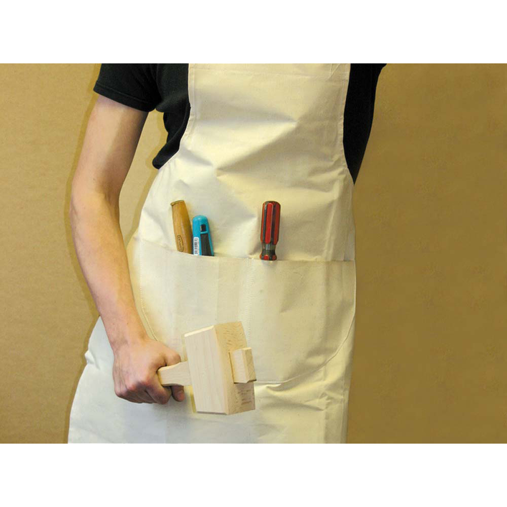 Cotton Apron - Natural With Pocket