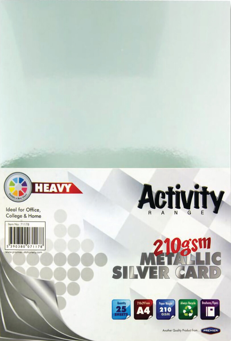 Heavy Card Silver A4 210gsm - 25 Sheets