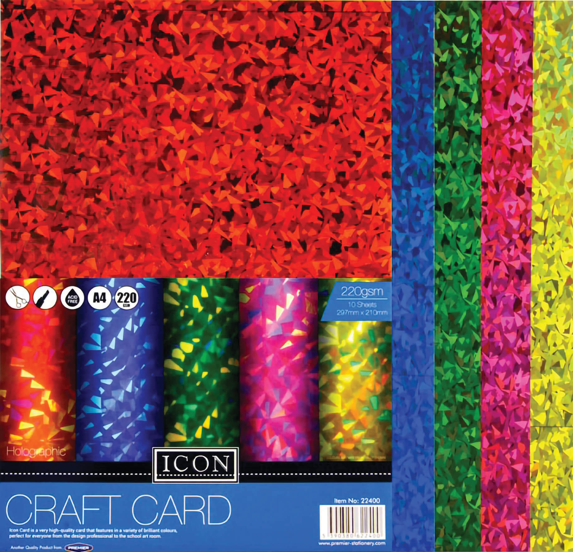Craft Card Holographic A4 220gsm - Pack of 10