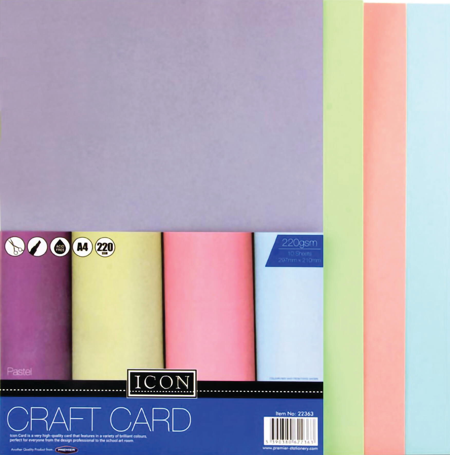 Craft Card Pastel A4 220gsm - Pack of 10