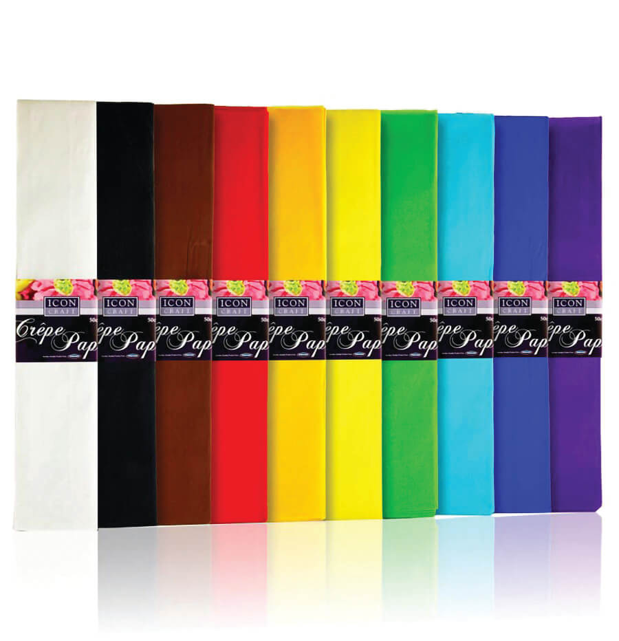 Crepe Paper Assorted 500mm x 2.0m 17gsm - Pack of 10