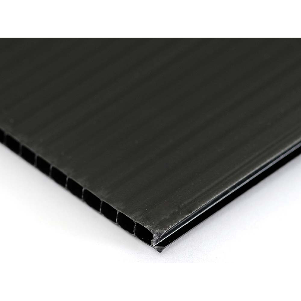 Plastic Corrugated 3.5mm Sheet - 1220 x 610mm - Pack of 10 - Black