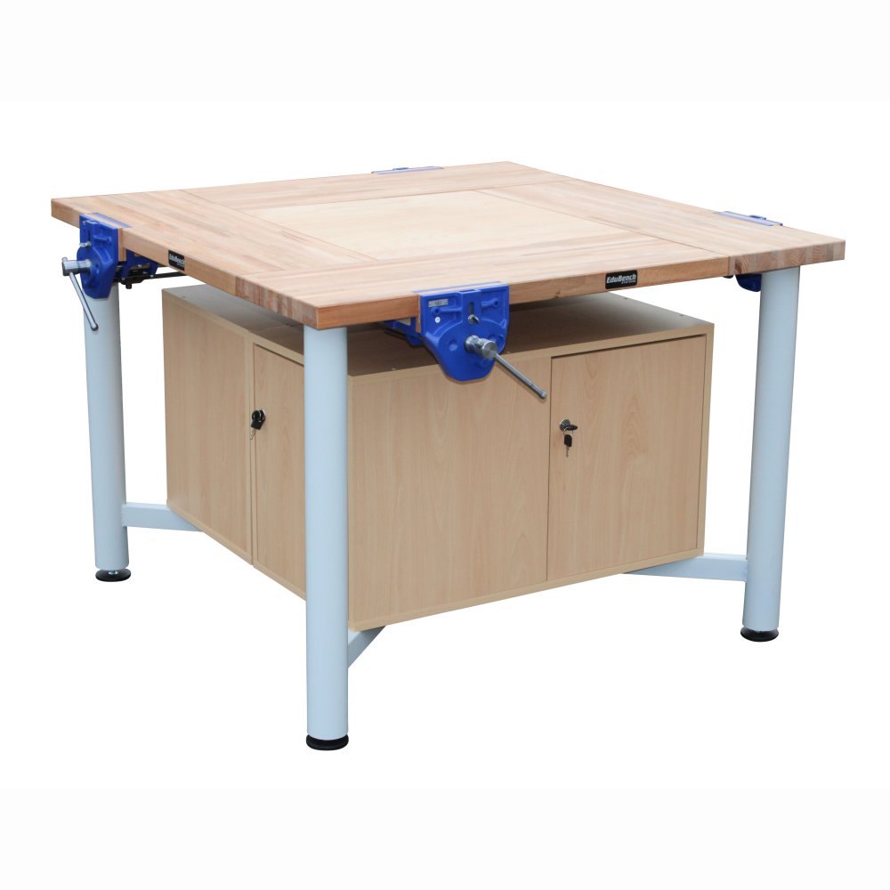 Edubench Traditional 4 Station, Metal Frame with Q/R vices and cupboards