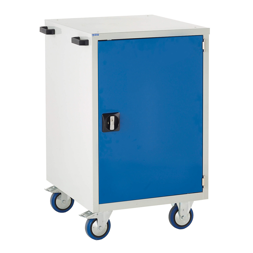 Edubench Mobile System - Cupboard H980mm x W600 x D650 (Grey Cabinet and Blue Doors)