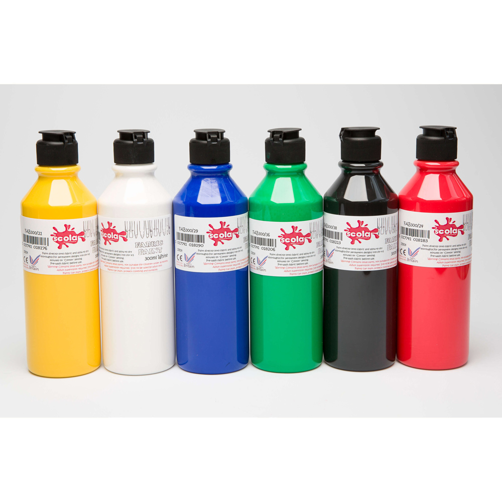 Fabric Paint Assorted Colours 300ml - Pack of 6