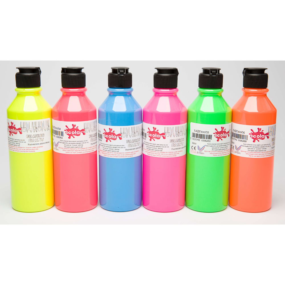 Fluorescent Fabric Paint 300ml - Pack of 6