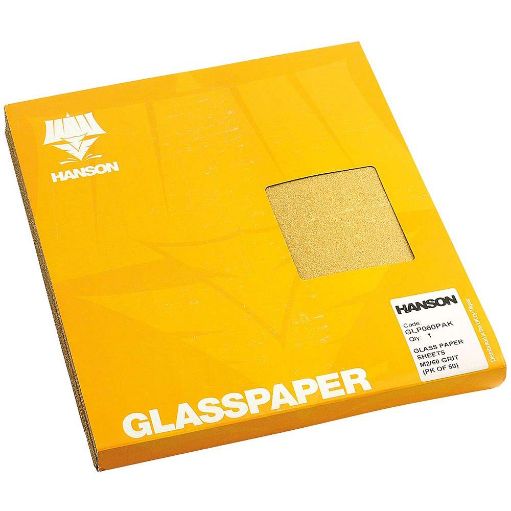 Hanson Glass Paper Sheets S2/40 Grit (Pack of 50)