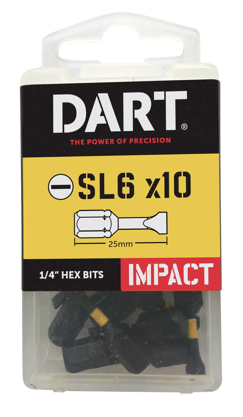 Impact Driver Bit Slotted 6.0 x 1.0 x 25mm - Pack of 10
