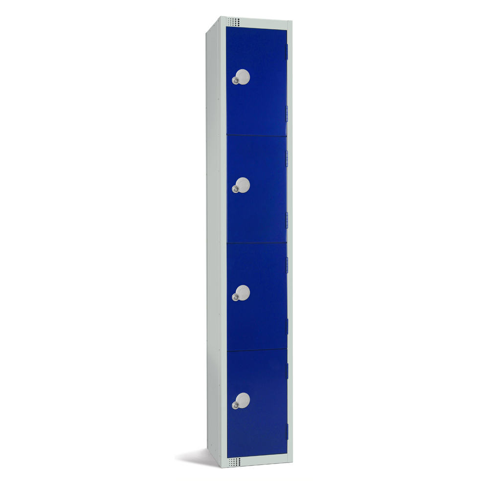 Four Door Locker - single H1800mm x D450 x W300 (Grey Cabinet and Blue Doors)