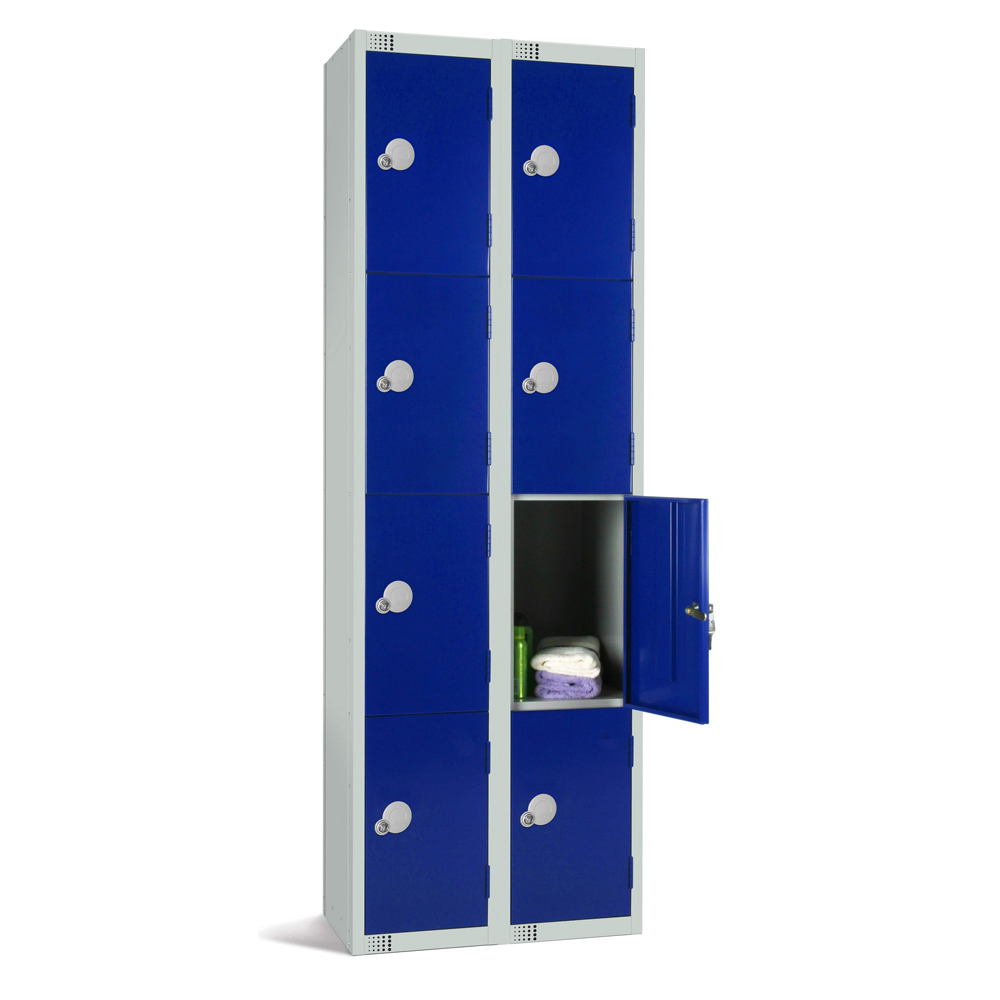 Four Door Locker - nest of 2  H1800mm x D450 x W600 (Grey Cabinet and Blue Doors)