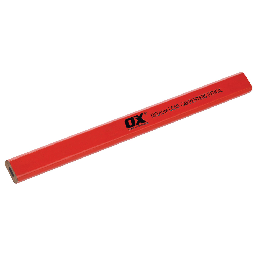 OX Trade Medium Carpenter's Pencils - Pack of 10 with Sharpener