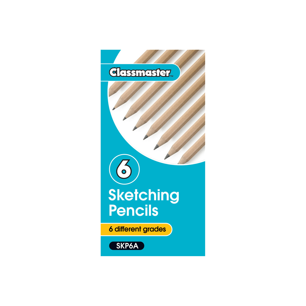 Sketching Pencils, 6 Assorted Grades - B to 6B