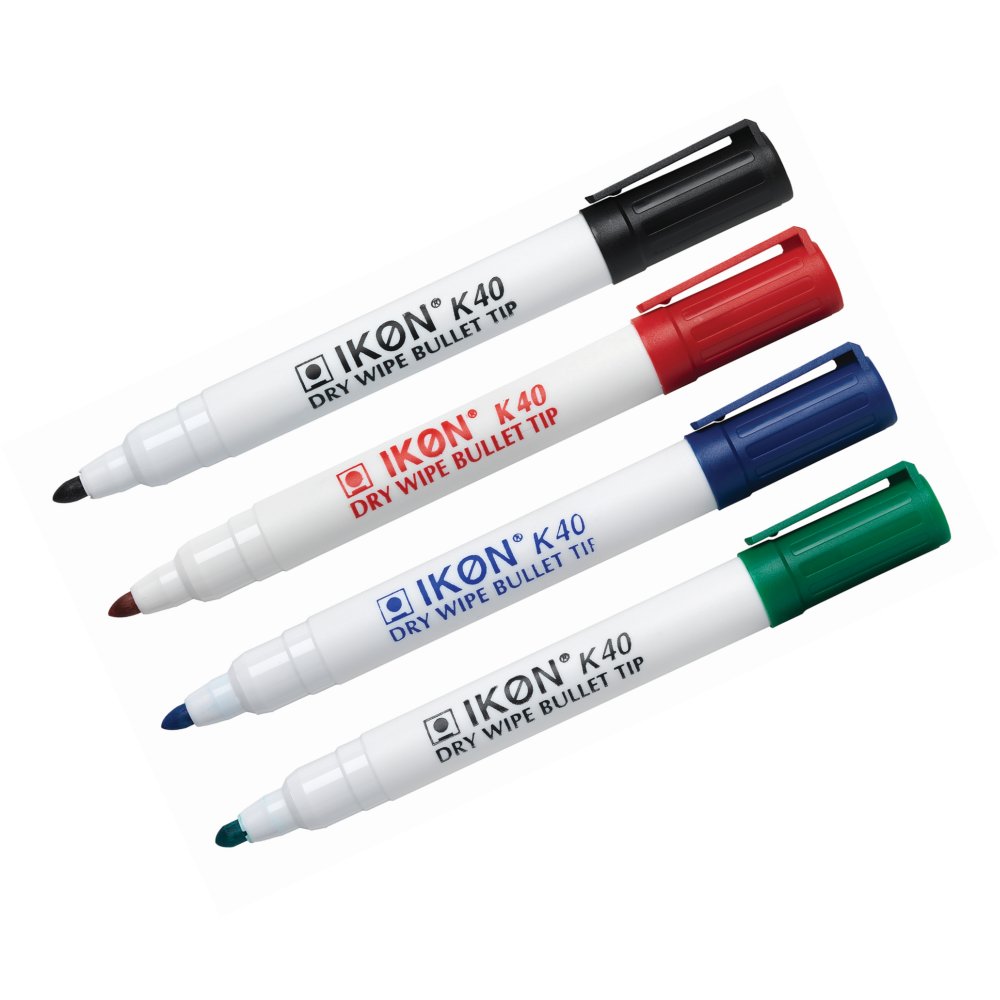 Drywipe Markers - Assorted - pack of 4