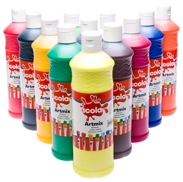 Ready Mixed Poster Paint Assorted 600ml - Pack of 12