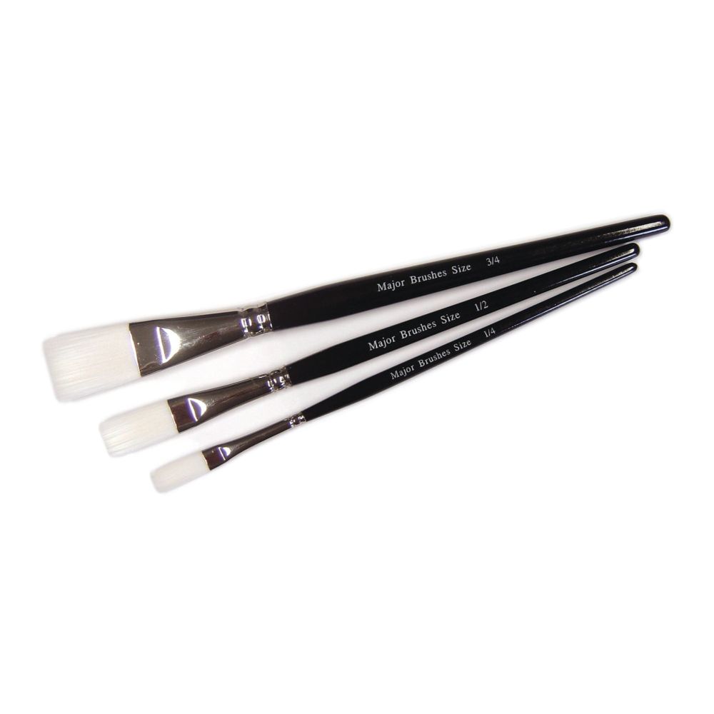 Flat Synthetic Sable Brushes - Set Of 3