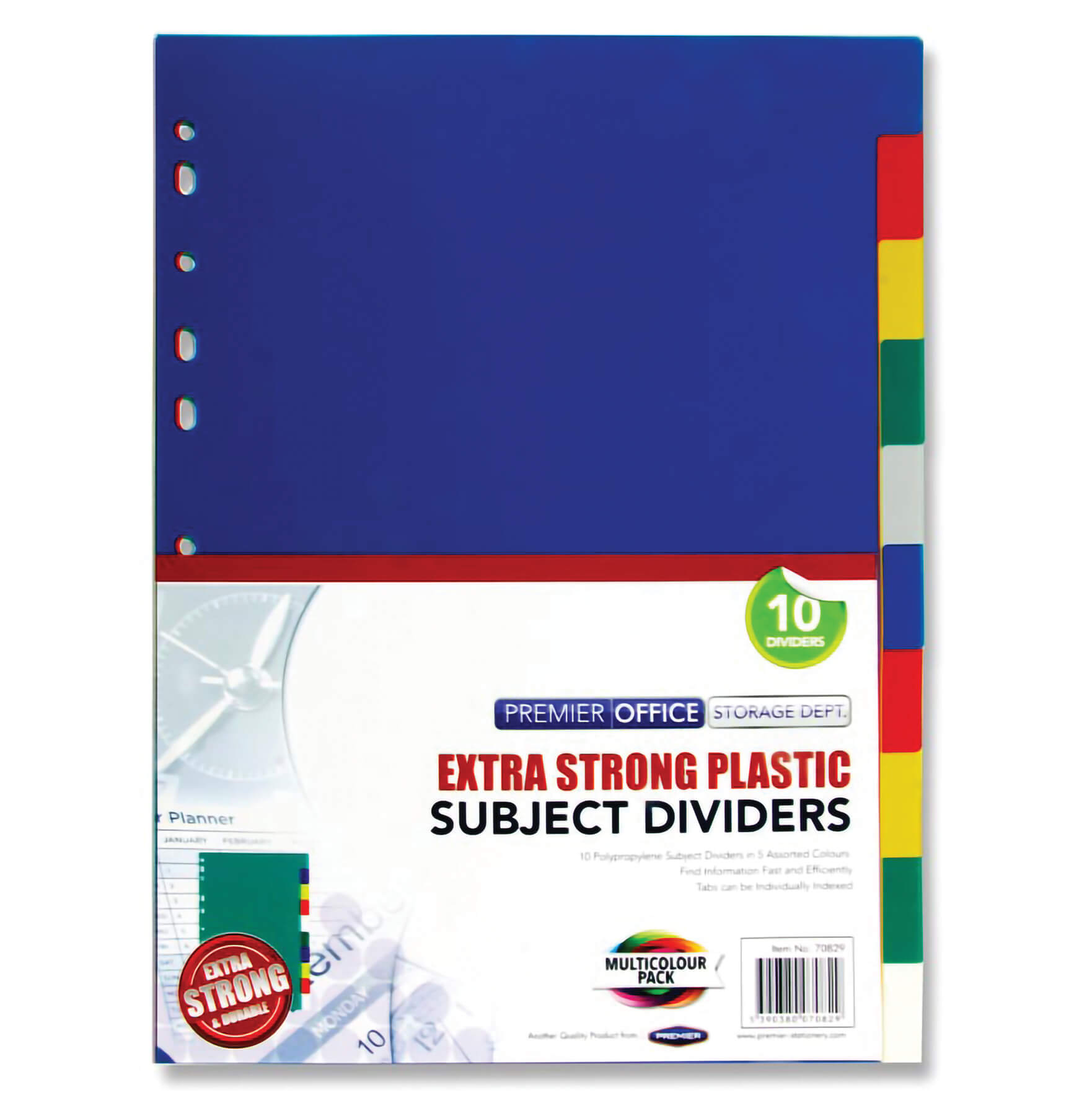 Polypropylene Extra Strong Coloured Subject Dividers A4 - 10 Part