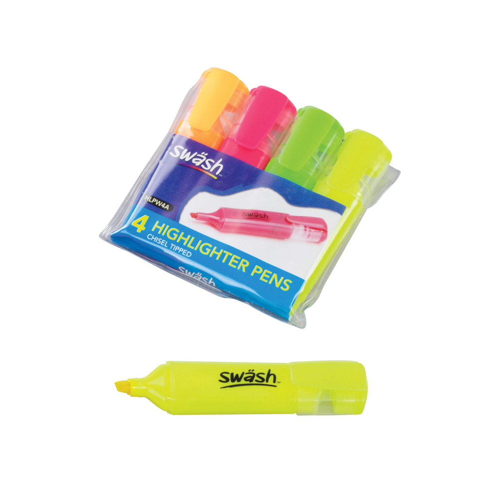 Swash Premium Highlighter Assorted - pack of 4