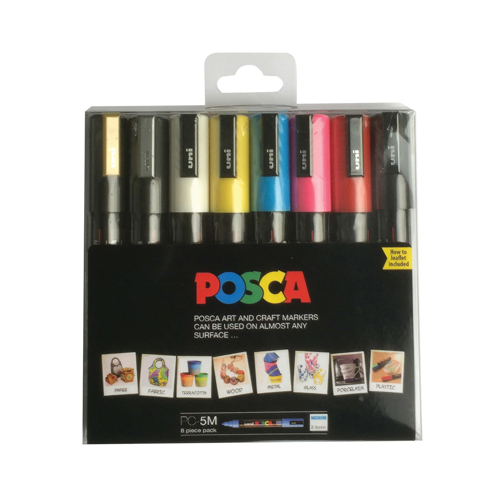 Posca Paint Marker Pen Set - Assorted, Pack of 8