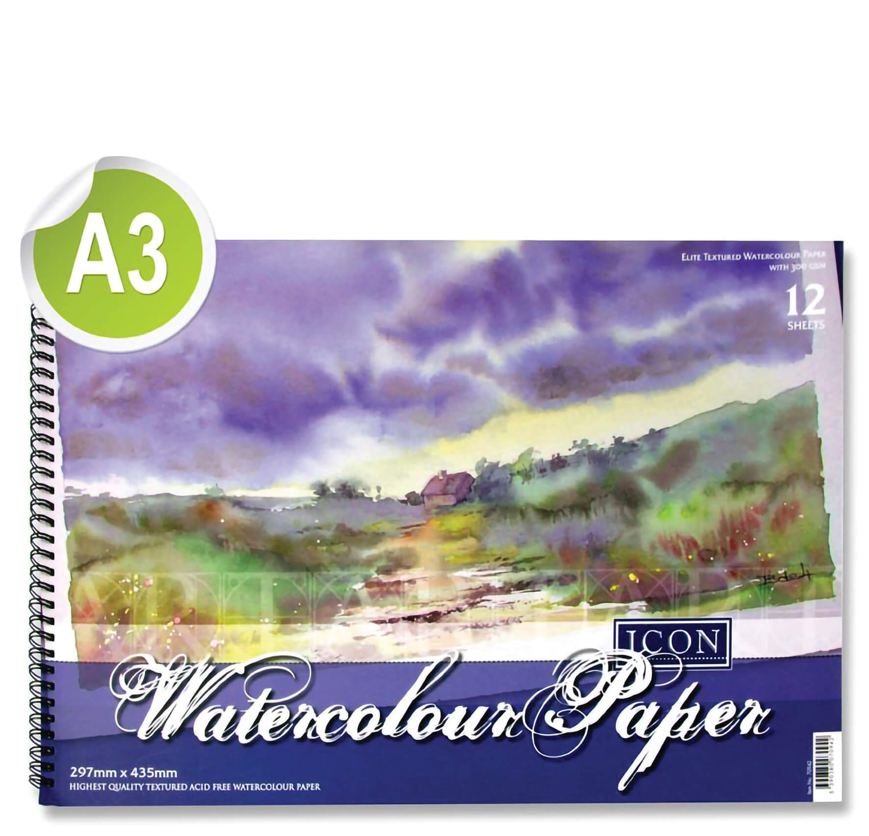 Watercolour Wiro Pad A3 300gsm - 12 Sheets